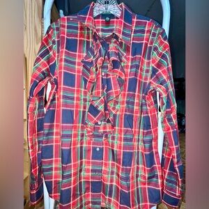 Ralph Lauren Women’s Plaid Ruffle Blouse
